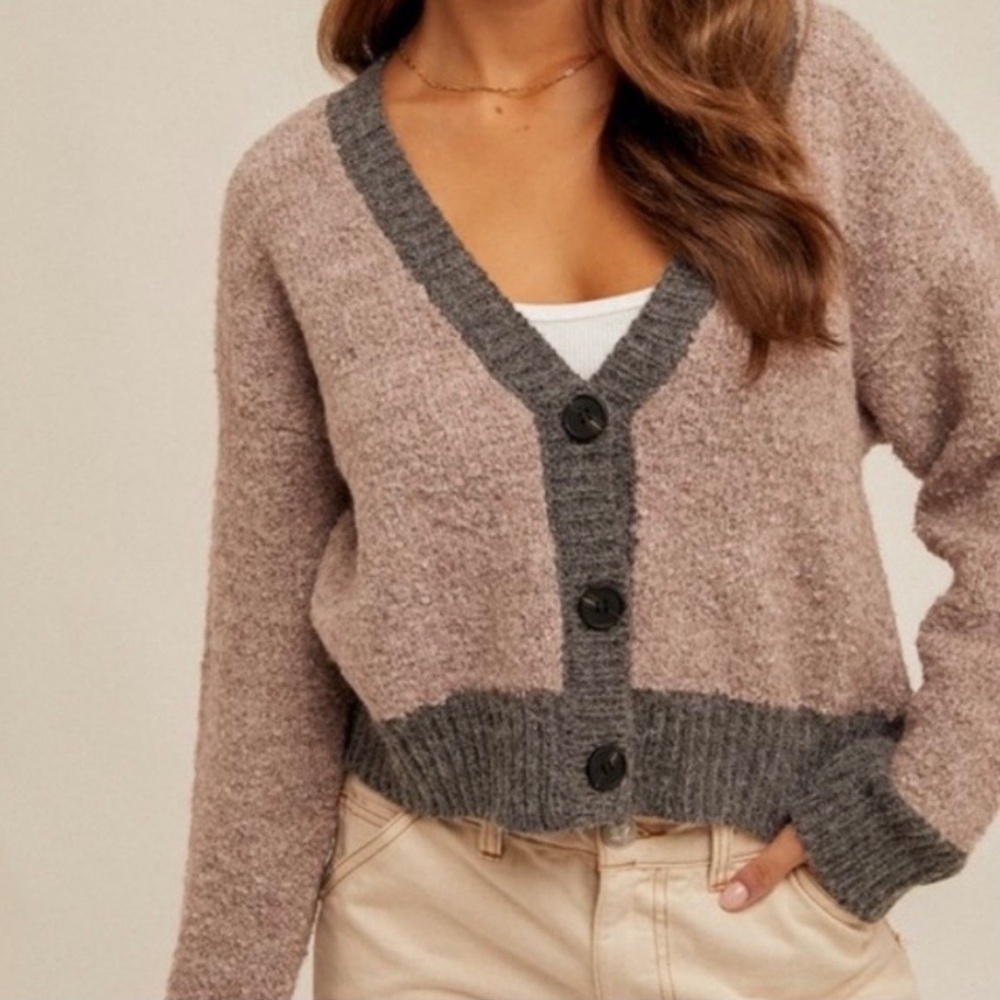 Hem & Thread Colorblock Knit Cardigan – Size Large ✨